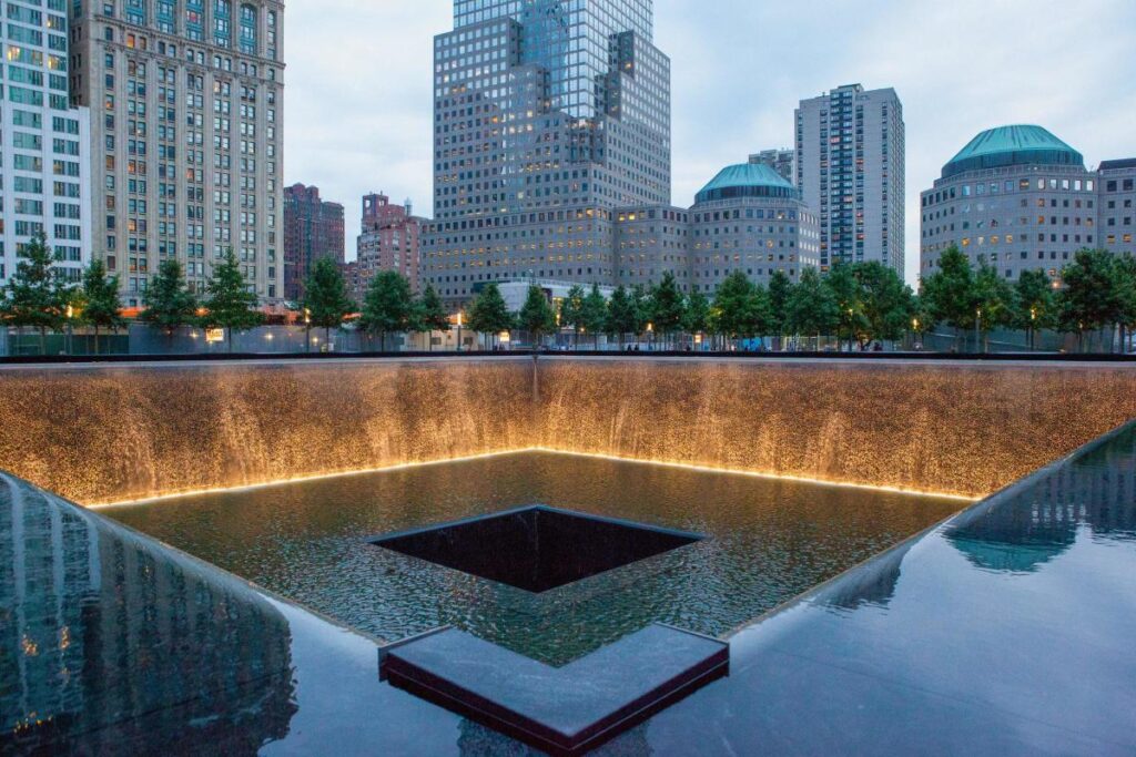 9/11 Memorial New York reflecting pools and World Trade Center site